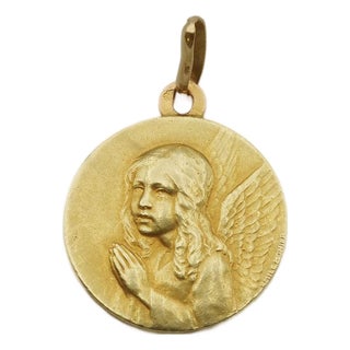 Angel Religious Pendant in Gold For Sale