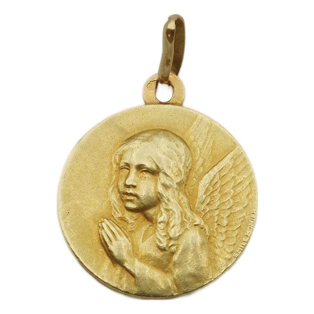 Angel Religious Pendant in Gold For Sale