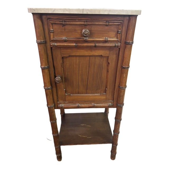 English Faux Bamboo Nightstand, 19th Century For Sale