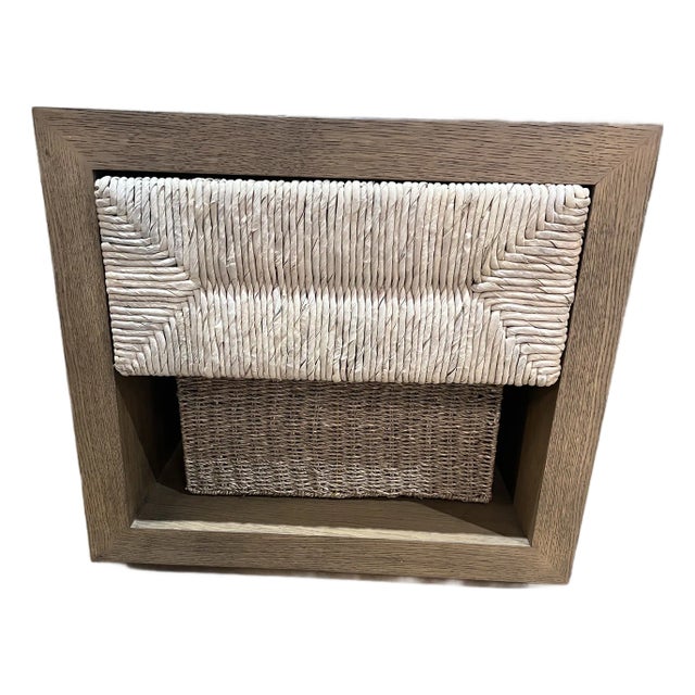 Harbour Oak and Rattan “Lara” Nightstand For Sale