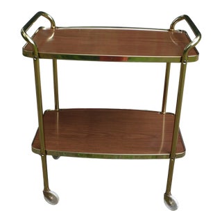 Vintage 1955 Mid Century Metal Cosco Rolling Serving Trolley Kitchen Bar Cart For Sale