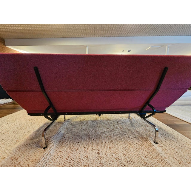 Eames Authentic Herman Miller Eames Compact Sofa in Red Upholstery For Sale - Image 4 of 7