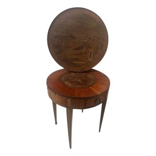 Louis XVI Style Marquetry Pedestal Table with Removable Top, 20th Century For Sale