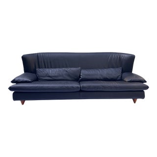 1980s Postmodern Mariani I4, for the Pace Collection Winged Italian Leather Sofa For Sale