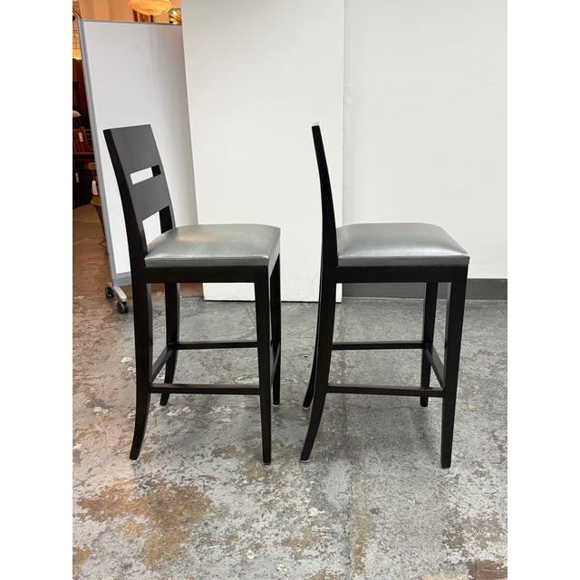 Christian Liaigre for Holly Hunt Archipel Leather Barstools, Pair For Sale In San Francisco - Image 6 of 12