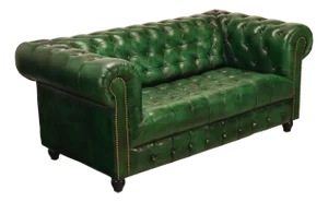Chesterfield Style Green Leather Sofa