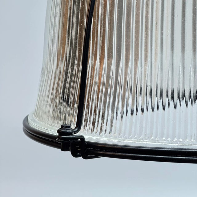 Industrial 1970s Pair of Halophane Pendant Lights For Sale - Image 3 of 8