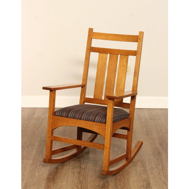 1990s Stickley Mission Collection Harvey Ellis Oak Rocking Chair For Sale - Image 5 of 12
