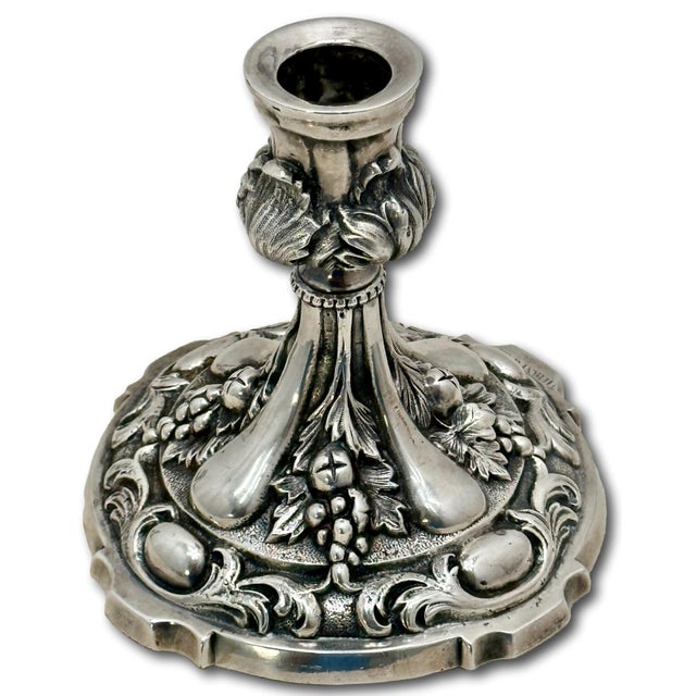 Antique Fine & Beautiful Victorian Tiffany & Company Heavy Solid Cast Silverplate Candlesticks - A Pair For Sale - Image 9 of 18