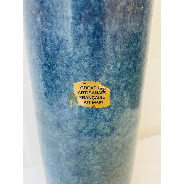 Blue Large Handmade Ceramic Vase For Sale - Image 8 of 8