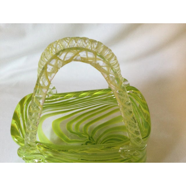Chartreuse Vintage Hand Blown Murano Style Purse Vase For Sale - Image 8 of 12