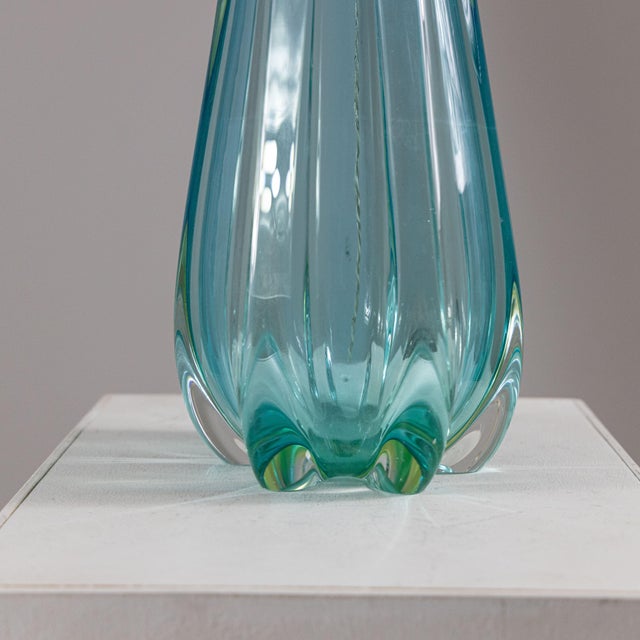 Turquoise Glass Table Lamp from Seguso Vetri d'Arte For Sale - Image 5 of 8