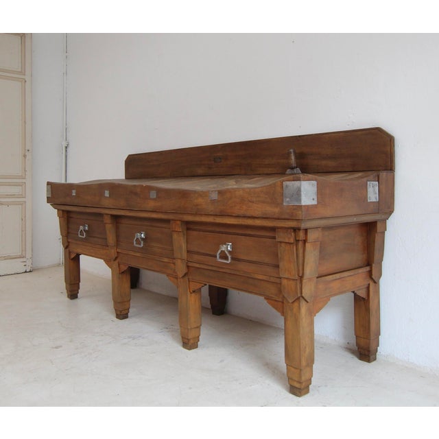 1930s Large Vintage Art Deco Butcher's Block Table, 1930s For Sale - Image 5 of 18