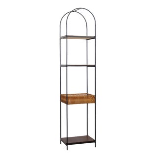 Arthur Umanoff Iron and Rattan Etagere For Sale
