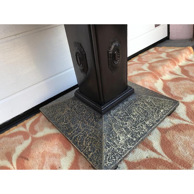 1920s Black Round Table on a Leg Covered with Pressed Brass Sheet. 1920s For Sale - Image 5 of 18