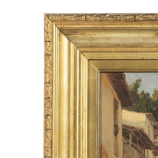 Painting - Marques de Oliveira. "View of a village with a figure", oil on wood. Signed and dated 1903. Dimensions: 40.5 cm...