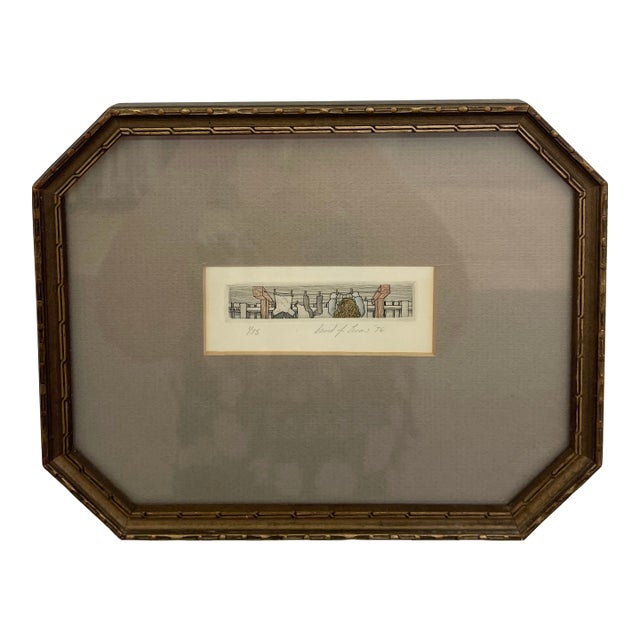1976 Limited Edition Hand-Signed Etching Print, Numbered 1/75, Framed. For Sale