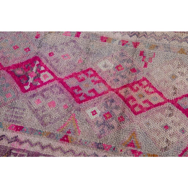 Light Gray 1960s Turkish Geometric Multi Color Wool Runner For Sale - Image 8 of 9