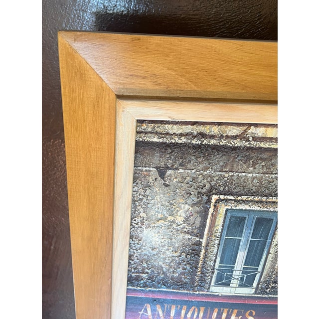 1980s Paris Storefronts Original Oil Painting, Vintage Wood Frame For Sale - Image 5 of 16