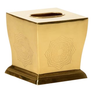 Wildwood Waved Edge Tissue Box - Brass For Sale