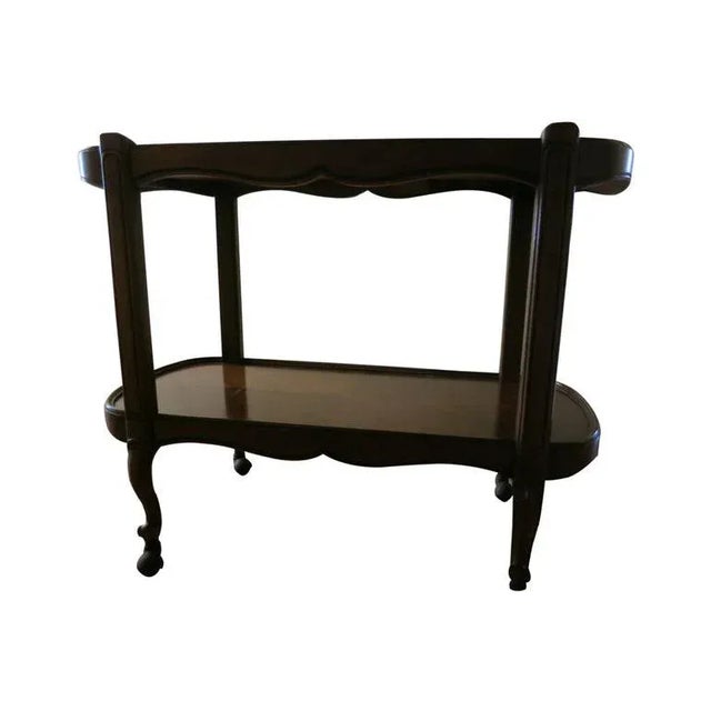 Wood 1970's Queen Anne Bar Cart Buffet on Wheels For Sale - Image 7 of 7