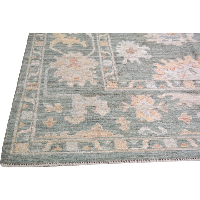 Turkish Turkish Oushak Hand Knotted Wool Rug, 12'1"x15'1" For Sale - Image 3 of 5