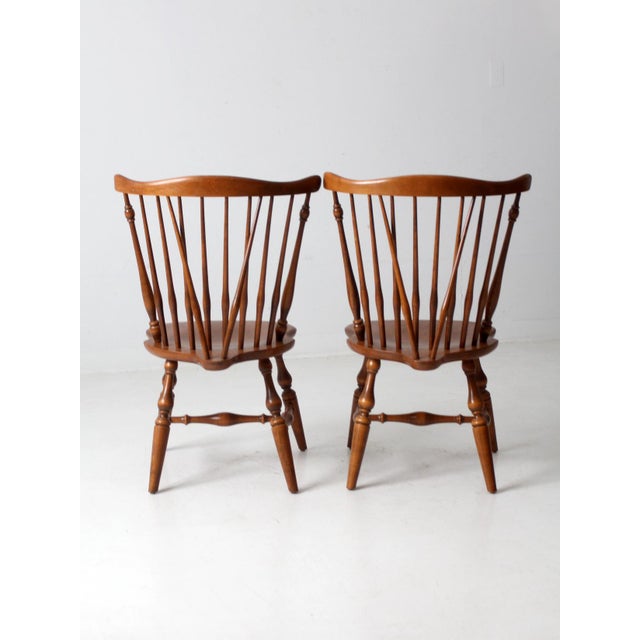 Wood Vintage Ethan Allen Windsor Chairs Pair For Sale - Image 7 of 12