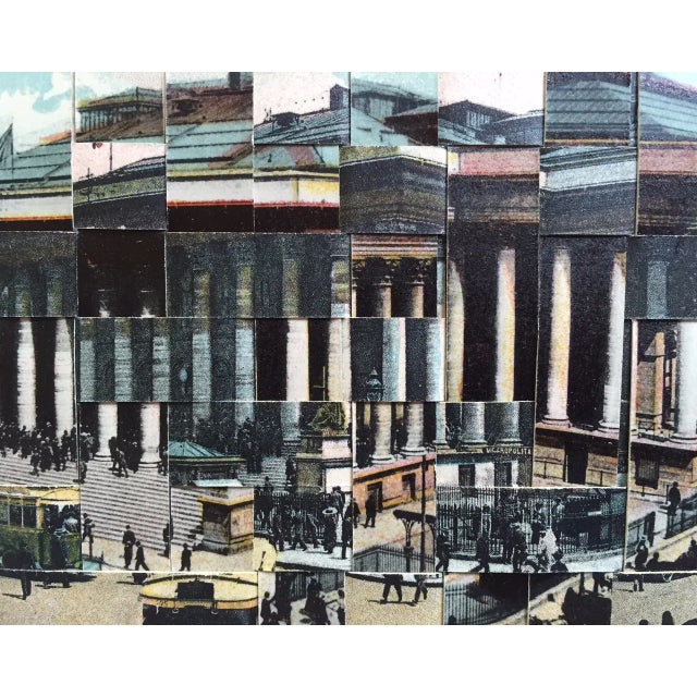 2010s Paris, La Bourse, Hand Cut and Hand Woven Vintage Photo Postcards, Framed For Sale - Image 5 of 5