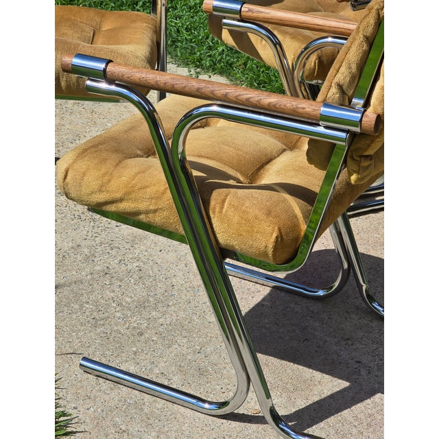 Cleo Baldon MCM 4pc Tubular Chrome Cantilever Chair Attributed to Cleo Baldon For Sale - Image 4 of 9