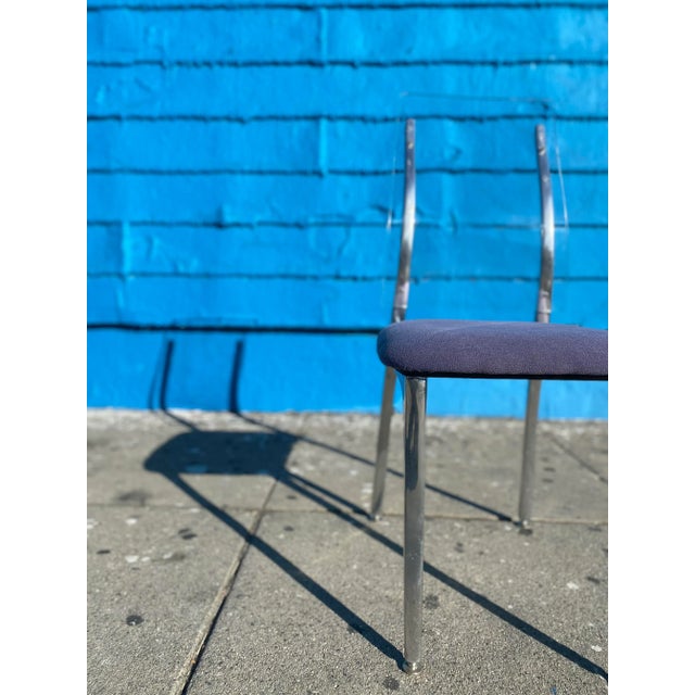 Purple Post Modern Purple Lucite and Steel Accent Chair For Sale - Image 8 of 8