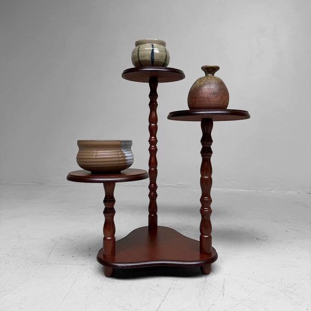 Japanese Three-Tier Hana-Dai Plant and Ceramic Stand, 1960 For Sale - Image 9 of 13