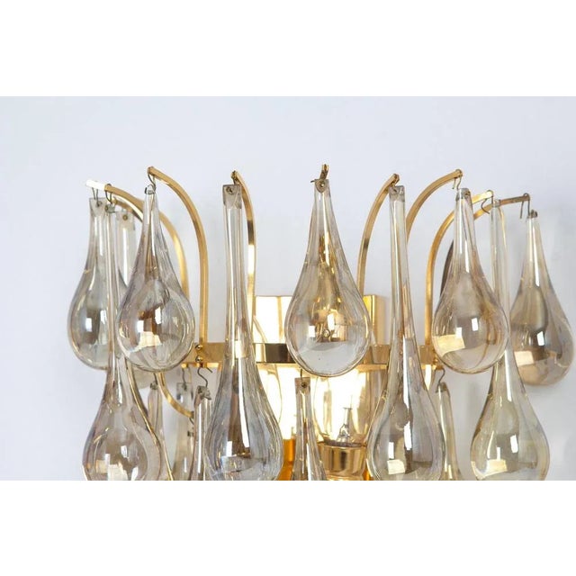 Large Gilded Brass and Crystal Sconces attributed to C. Palme, Germany, 1970s, Set of 2 For Sale - Image 3 of 10