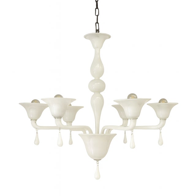 Contemporary Translucent azzurre Murano Style Glass Chandelier Pop Murano glass chandelier in decò style decorated in...