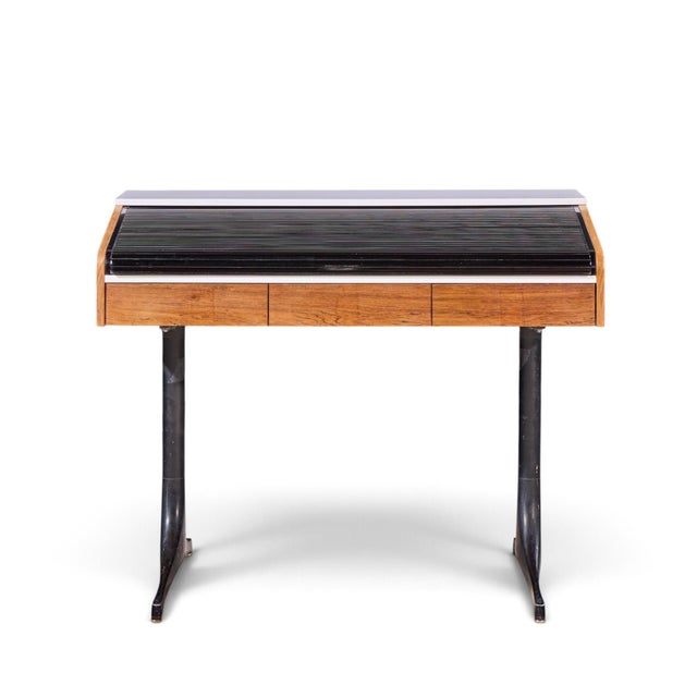 George Nelson for Herman Miller Model 5496 Mid Century Rolltop Desk This desk measures: 42.25 wide x 24.5 deep x 34.25...