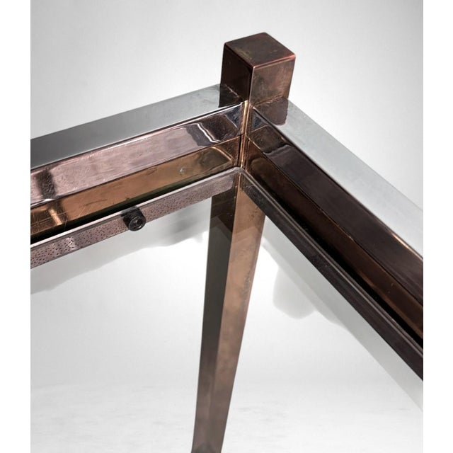 Mid 20th Century Romeo Rega Style Italian Brass and Steel Bar Cart For Sale - Image 14 of 16