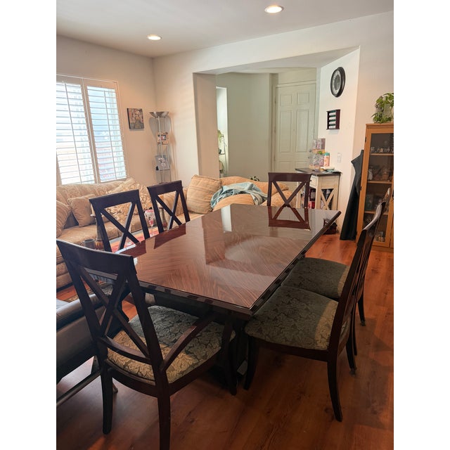 Art Deco 7-Piece Designed and Built by Pietro Costantini for Ello Postmodern Macassar Ebony Dining Set With Premium Italian Upholstery For Sale - Image 3 of 18