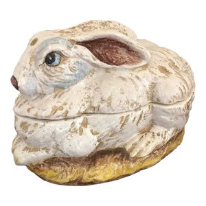 1990s Italian Hand-Painted Ceramic Rabbit Cookie Jar