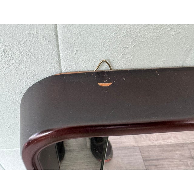 1970s Italian Rectangular Mirror with Wooden Frame and Smoked Mirror, 1970s For Sale - Image 5 of 9