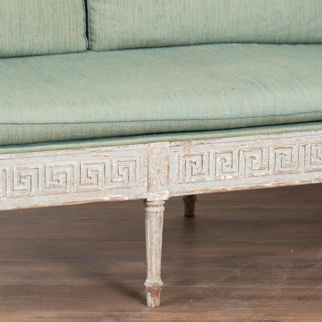 19th Century Swedish Gustavian Gray Painted Bench Settee For Sale - Image 9 of 13
