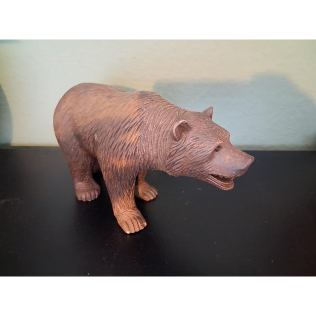 Beatiful walking bear sculpture Black forest style Glass eyes Material :; Resin,soapstone.