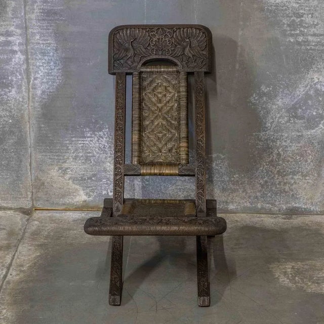 Wood Burmese Folding Chairs, 1890s, Set of 3 For Sale - Image 7 of 13