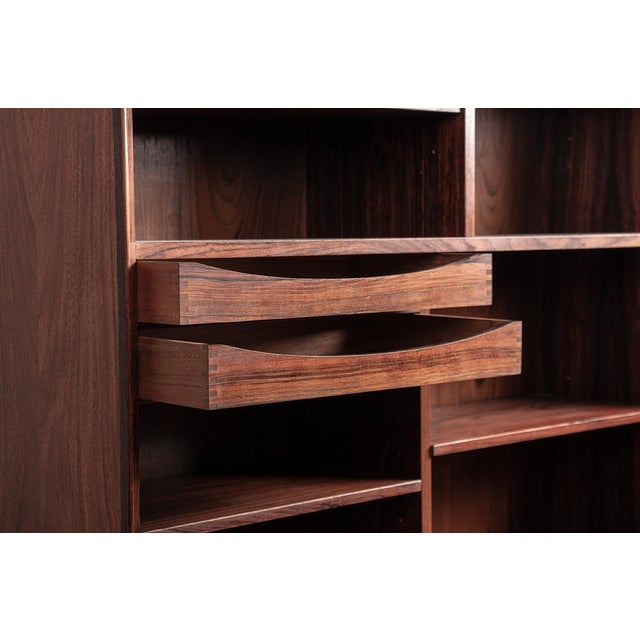 Vintage Danish Bookcase in Rosewood and Brass by Erik Brouer for Brouers Mobelfabrik, 1960, in Flawless conditions....