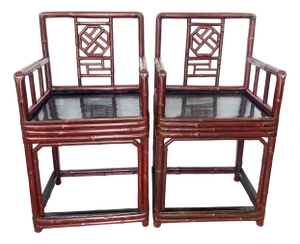 19Th C. Pair Chinese Bamboo Chairs