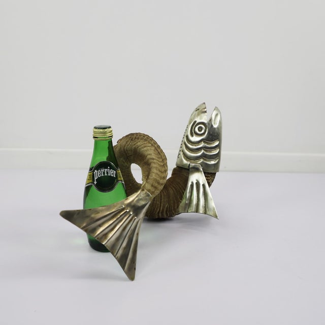 1970s Mexican ram's horn in fish form For Sale - Image 6 of 17