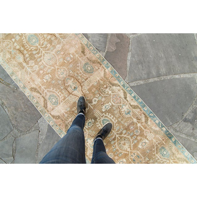 House of Séance - 1910s Antique Kurdish Hand-Knotted Runner - 3’1” X 13’10” For Sale - Image 4 of 10