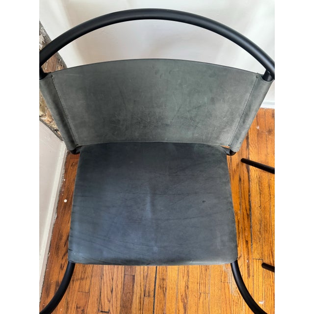 Designer Leather Lounge Chair For Sale - Image 4 of 7