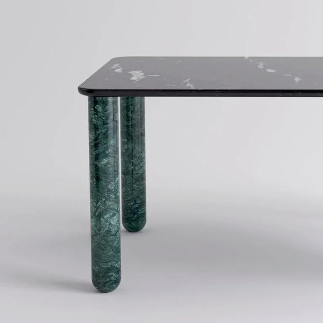 Contemporary Medium Black and Green Marble Sunday Dining Table by Jean-Baptiste Souletie For Sale - Image 3 of 9