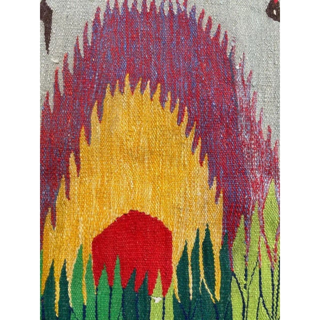 Green Vintage Egyptian Wissa Wassef Woven Tapestry For Sale - Image 8 of 17