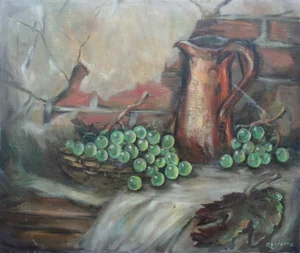 Basket of Grapes Painting by Darlene Cantorna