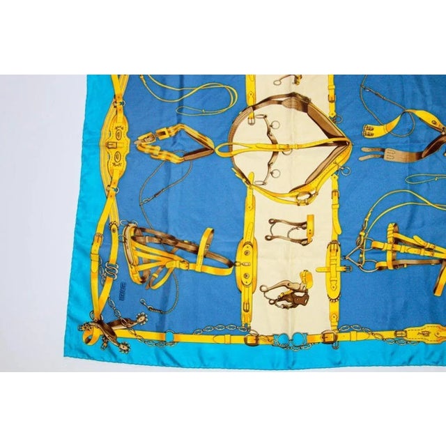 Modern Gorgeous Blue Sellier Silk Scarf by Erre France For Sale - Image 3 of 12